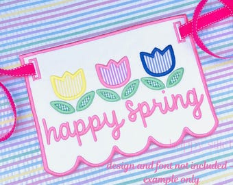 ITH scalloped edge banner embroidery design, satin stitch, stroller tag, instant download