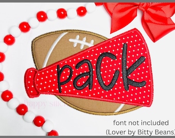 Football megaphone satin applique embroidery design, instant download
