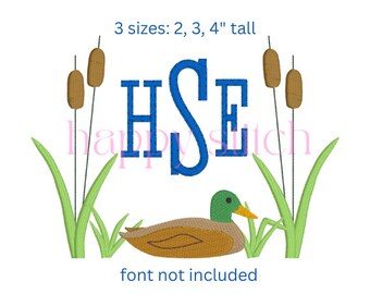 duck in cattails frame embroidery design, small monogram frame, polo boys shirt monogram frame