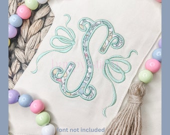 Satin side bow embroidery design, instant download