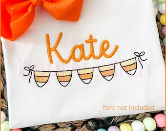 Candy corn swag with bow ties sketch embroidery design, halloween embroidery design, instant download