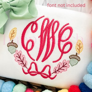 Fall leaves swag frame sketch embroidery design, monogram frame machine embroidery download, instant download