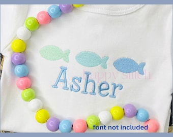 simple fish trio embroidery design, instant download