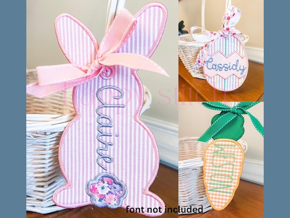 ITH Easter Basket tags embroidery design, In the hoop applique design Easter Basket tags, instsant download