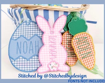 ITH Easter Basket tags embroidery design, In the hoop applique design Easter Basket tags, instsant download