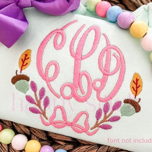 Fall leaves swag frame embroidery design fill, monogram frame machine embroidery download, instant download