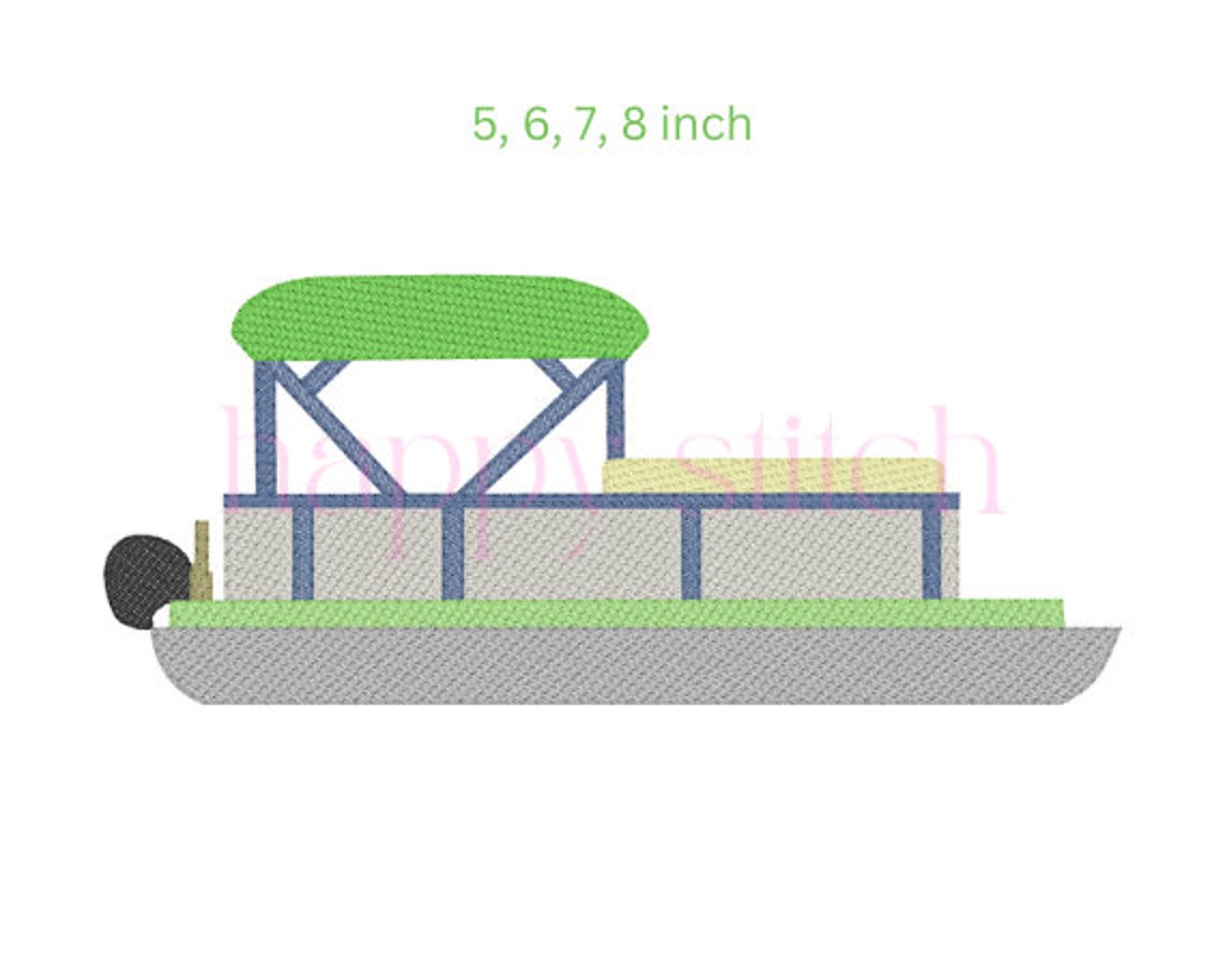 Pontoon Boat Sketch Embroidery Design, Instant Download - Etsy
