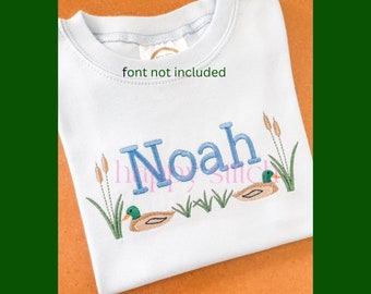 duck in cattails frame embroidery design