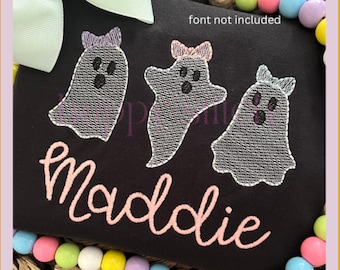 Ghost girl trio sketch embroidery design, halloween embroidery design, instant download