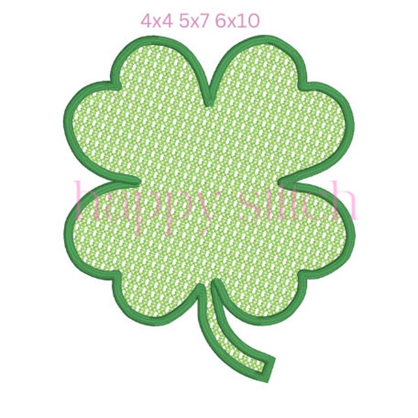 Shamrock motif fill embroidery design, four leaf clover machine embroidery design, monogram frame