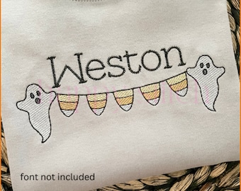 Candy corn swag with ghosts sketch embroidery design, halloween embroidery design, instant download
