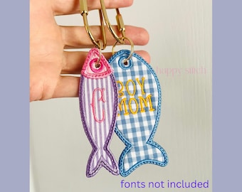 ITH fish sardine and goldfish tags embroidery design, in the hoop, instant download