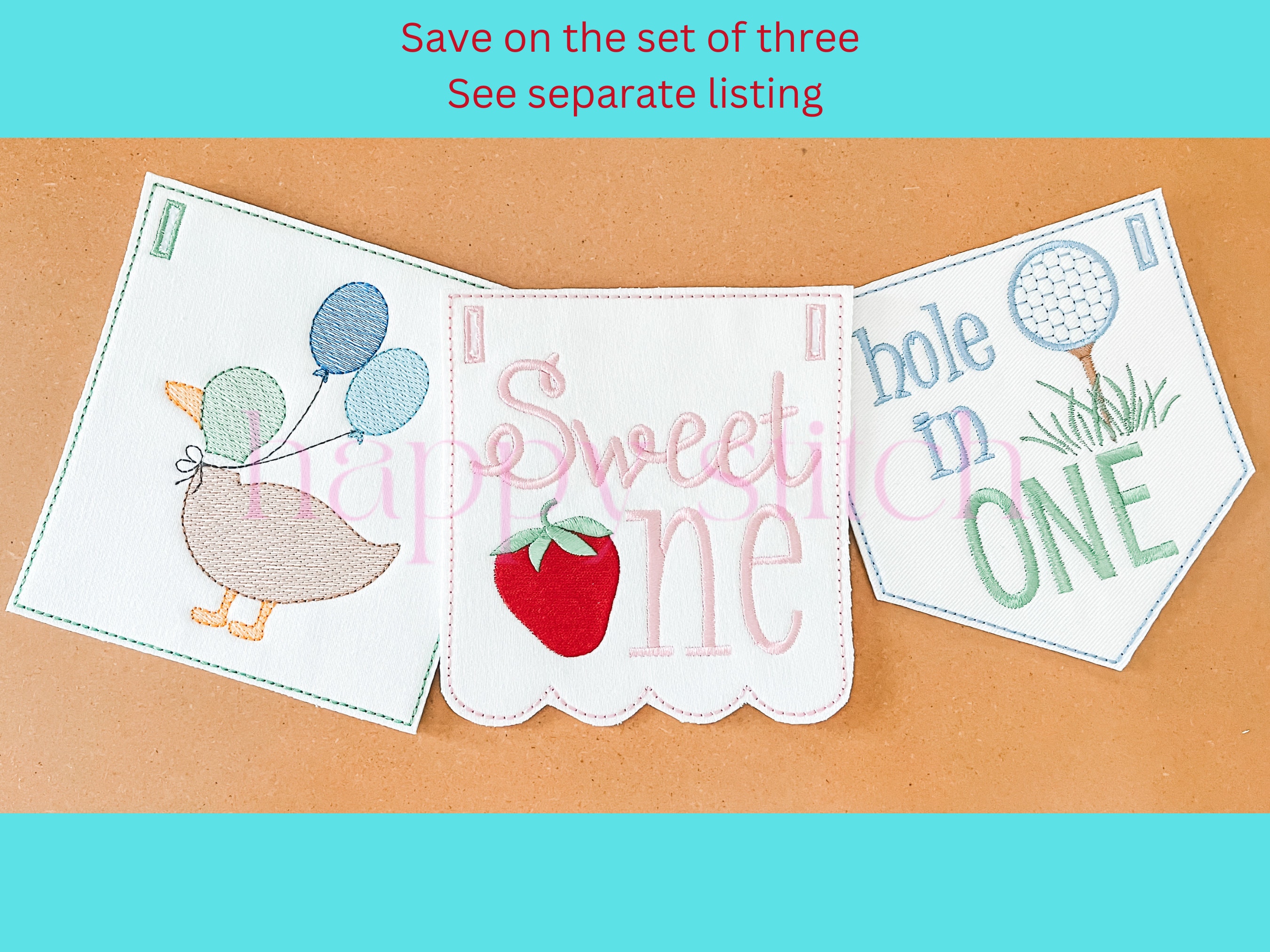 In the Hoop Banner Pennant Scallop Bottom Bean Stitch Embroidery Design