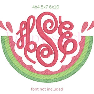 Watermelon Rind Sketch Embroidery Design, Monogram Frame, Instant ...