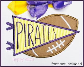 Football pennant satin applique embroidery design, instant download