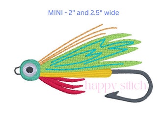 Fly Fishing lure mini embroidery design 2" and 2.5"