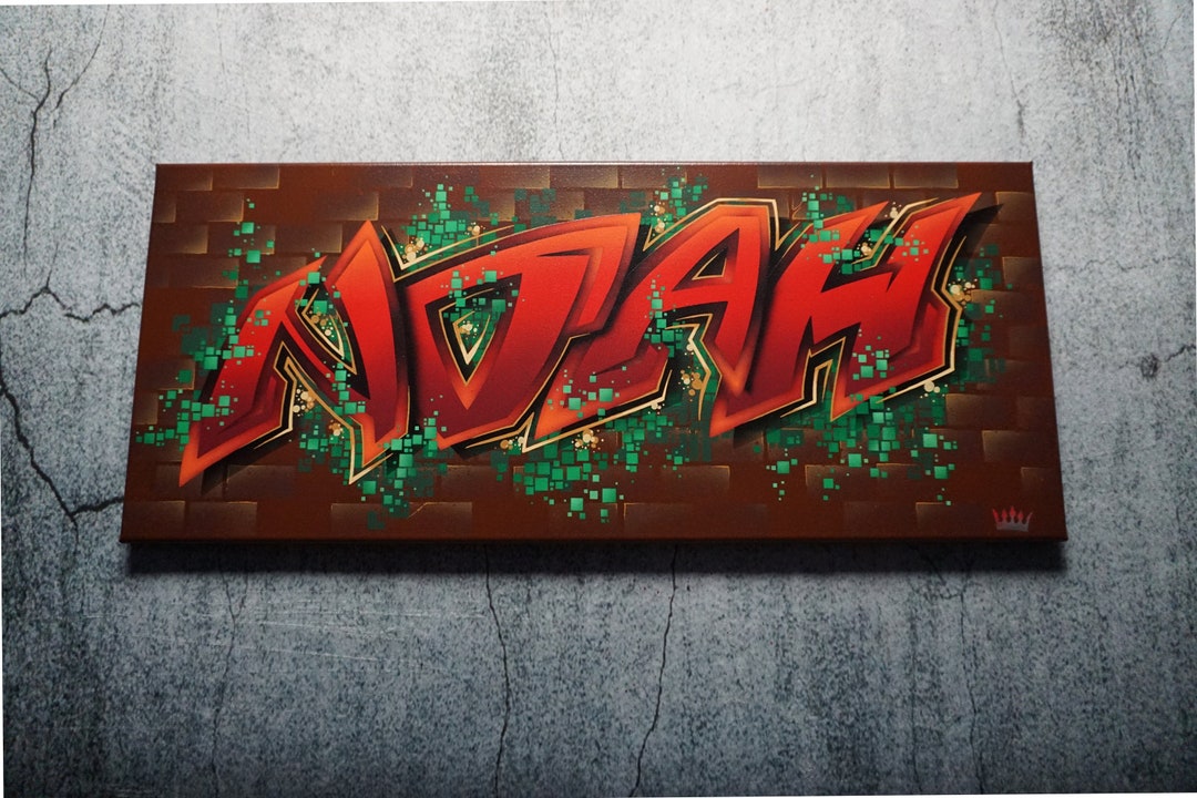 Graffiti Canvas With Your Name on It. Noah Graffiti Canvas, Handmade