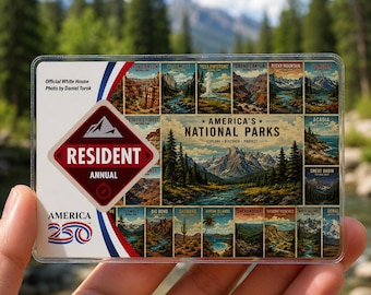 Vintage National Park Stamps Pass Sleeve | America The Beautiful Pass Protector
