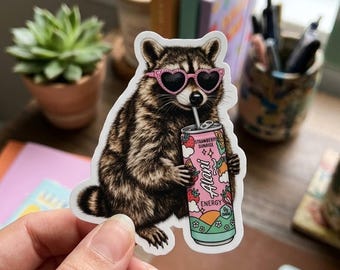Alani Energy Raccoon Sticker/Car Magnet, Cute Trash Panda Decal, Kindle Sticker, Gift For Friend