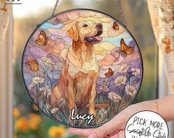 Labrador Retriever Stained Glass Suncatcher, Dog Memorial Gift, Pet Loss Gift, Dog Mom Gift