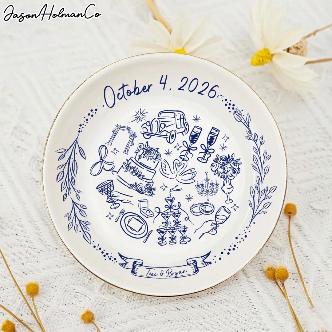 Personalized Ceramic Wedding Ring Dish, Anniversary Keepsake - Etsy