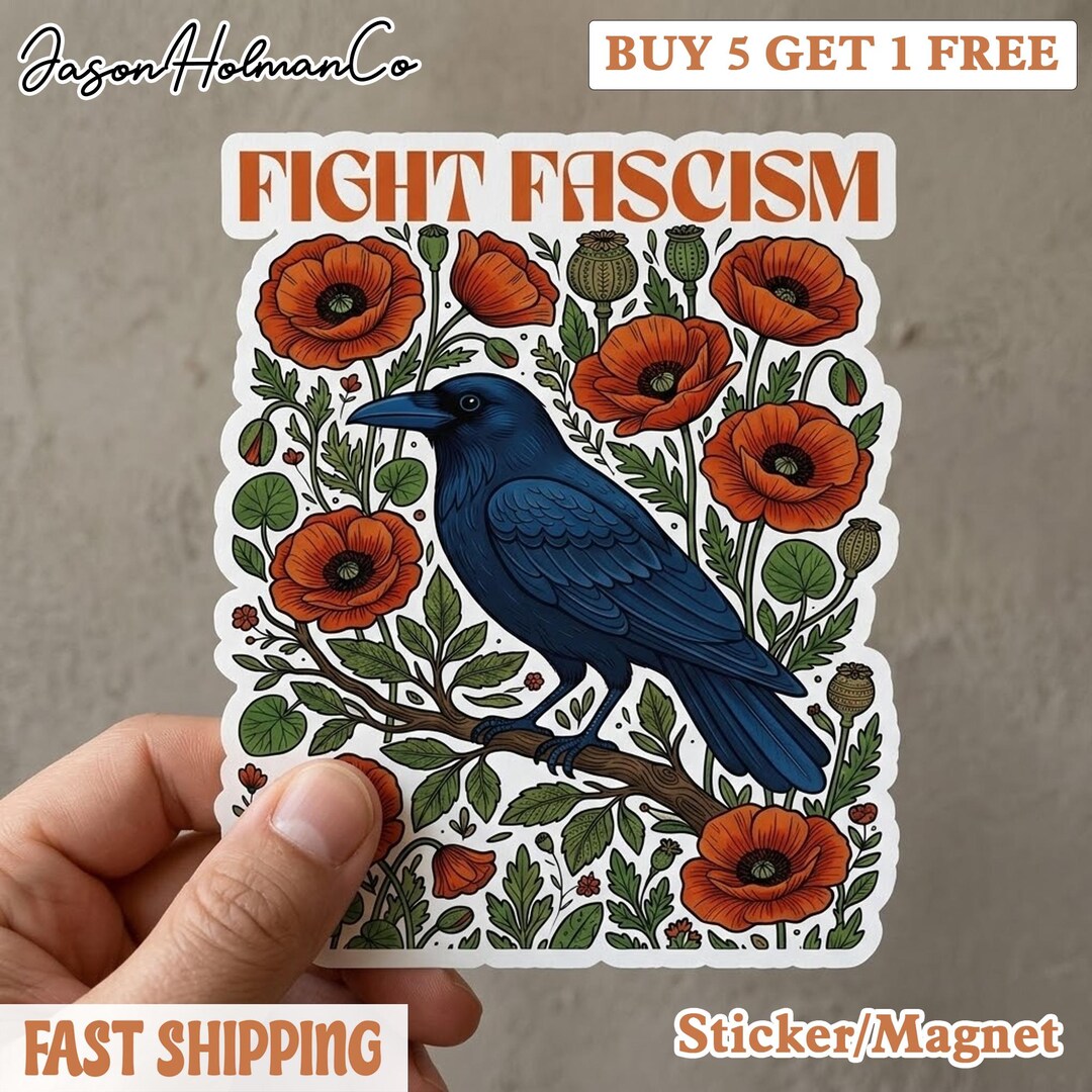 Yit Sticker Fight Fascism Sticker, Floral Protest Pro Democracy Social Justice ...