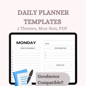 Daily Planner Printable, To Do List Printable, Block Schedule, Downloadable Daily Planner, A5 Daily Planner Inserts, goodnotes template