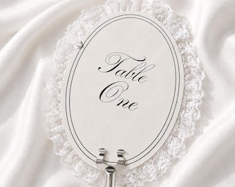 Handmade Lace Oval Wedding Table Numbers, Romantic Reception Decor Signs