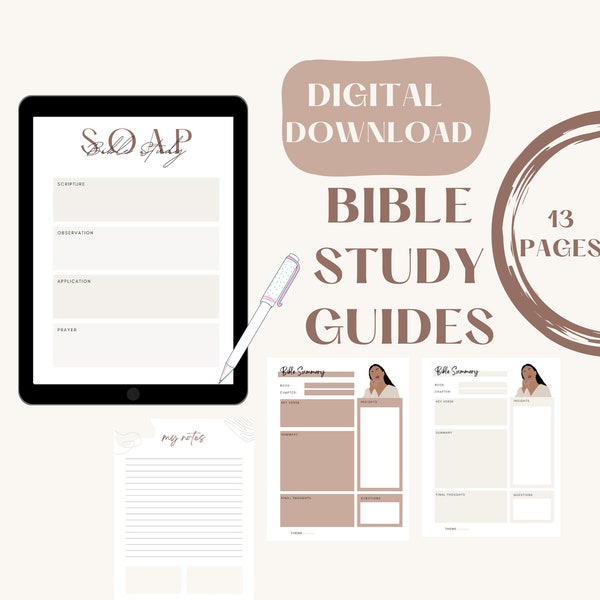 Beginner's Bible Study guide: SOAP Method and Printable Devotional Template for Goodnotes Bible Journaling, printable pdf