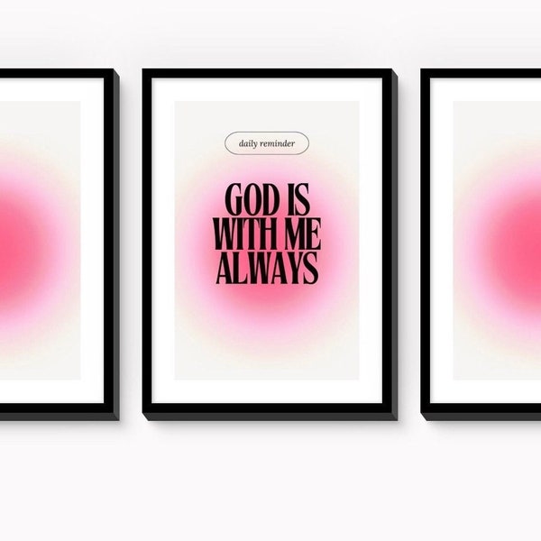 Christian Art bundle, Pink Set of 3, Bible Boho wall art, Christian home decor, Minimalist, Digital Art Download, Trendy Gallery Wall Art