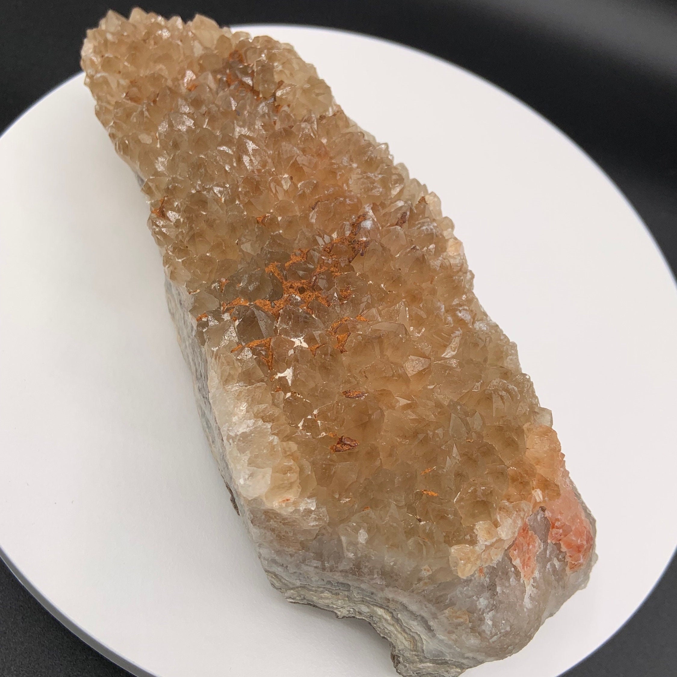 Large Root Beer Druzy Quartz Crystal on Lace Agate - Missouri