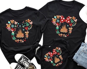 Chemises de pain d'épice de Disney, chemise de Noel de Mickey, chemise de Noel de Minnie, équipe de Noel, équipage de Noel, voyage de filles de Disney, famille de Disney