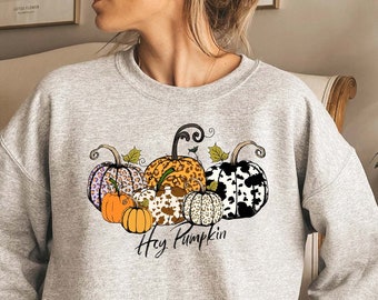 Ehi felpa zucca, felpa zucca autunnale, camicia autunnale da donna, ehi zucca, felpa autunnale carina, zucca leopardata, apparizione autunnale