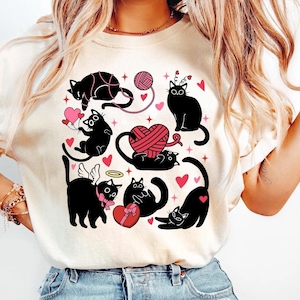 Valentine cute cats Shirt, valentine cat shirt, funny valentine Shirt , Black Cat Shirt, Meowy Valentines Cat Shirt, Cat Lover Shirt