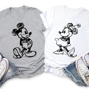Vintage Mickey and Minnie Shirt, Mickey Sketch, Minnie Sketch, Vintage Mickey Minnie, Disney Family Vacation, Disney Kids shirt, Disneyworld
