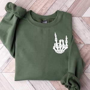 Halloween-sweatshirt skelet, shirt Halloween-skelethand, herfstsweater, shirt spookachtig seizoen, shirt dansen skelet, shirt Halloween