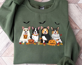 Halloween Dog Sweatshirt, Corgi Ghost Dogs sweatshirt, Halloween Sweatshirt, Halloween Sweater, Ghost Dog Shirt, corgi mom shirt