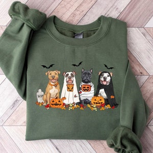 Halloween Dog Sweatshirt, Pitbull Ghost Dogs sweatshirt, Halloween Sweatshirt, Halloween Sweater, Ghost Dog Shirt, Pitbull Halloween Shirt