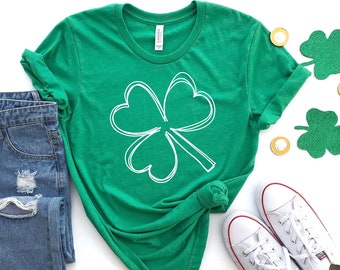 Shamrock Clover Shirt, Minimalist Shamrock Shirt, Irish Shirt Women, Cute Irish Shirt, Irish Girlfriend Gift, St Patrick Day Shirt, Unisex