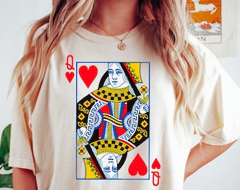 Queen of Hearts Graphic Tee Shirt for Women, Oversized Style Women's T-Shirt Vintage Feminist Tee, Playing Cards, tshirt, Gift