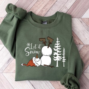 Let it Snow Christmas Snowman Sweatshirt, Christmas Sweatshirt, Snowman Shirt, Snowman T-Shirt,Christmas Crewneck,Christmas Shirts for Women