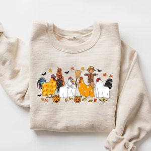 Chicken Sweatshirt, Halloween Chicken Shirt, Funny Halloween Shirt, Halloween Gifts for Farm Animals Lovers, Spooky Chicken Sweatshirt