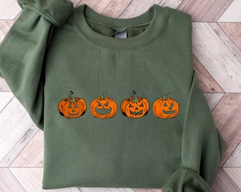 Pumpkin Sweatshirt, Pumpkin Sweater, Jack-o-Lantern Sweatshirt, Halloween Crewneck Sweatshirt, Halloween Sweater, Spooky Season, Fall Shirts