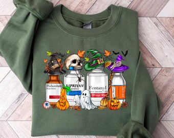 Happy Halloween ER Nurse Sweatshirt, Halloween ICU Nurse Shirt, Spooky Nurse, Nursing Halloween Sweatshirt, Pharmacology Shirt, Fall Nurse