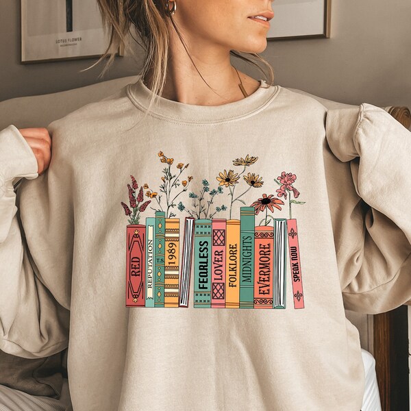 Albums As Books Sweatshirt, Trendy Aesthetic For Book Lovers Crewneck, Folk Music Shirt, Country Music Shirt, RACK Music Sweater Gift