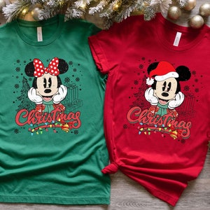 Disney Couples Mickey et Minnie Mouse Christmas Lights T-Shirt, Mickey's Very Merry Xmas Party Sweatshirt, Disneyland Vacation Holiday Gift