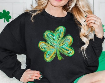 Cute St Patricks Four Leaf Clover Shirt,Watercolor St Patrick Tshirt, St Patricks Day,Shamrock Sweatshirt,Gift For St Patricks