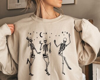 Halloween Party Dancing Skeleton Shirt,Skeletons Happy Halloween Tshirt,Oversized Tee Shirt,Comfortable Tee,Halloween Shirt Tee,Halloween