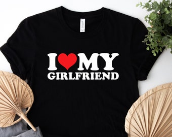Amo mi camiseta de novia, I Heart My Girlfriend Shirt, camiseta del día de San Valentín, regalo de San Valentín, camisa de novio para él, Love Shir