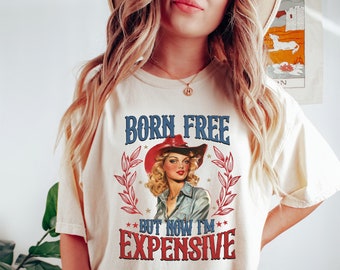 Chemise née libre mais maintenant je suis cher, Chemise rétro 4 juillet, Chemise 4 juillet, fête de l'indépendance Chemise, chemise 4 juillet pour femme, États-Unis